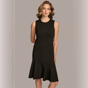 Donna Karan Sleeveless Ruffle Hem Black Dress Womens Size 6 NWT